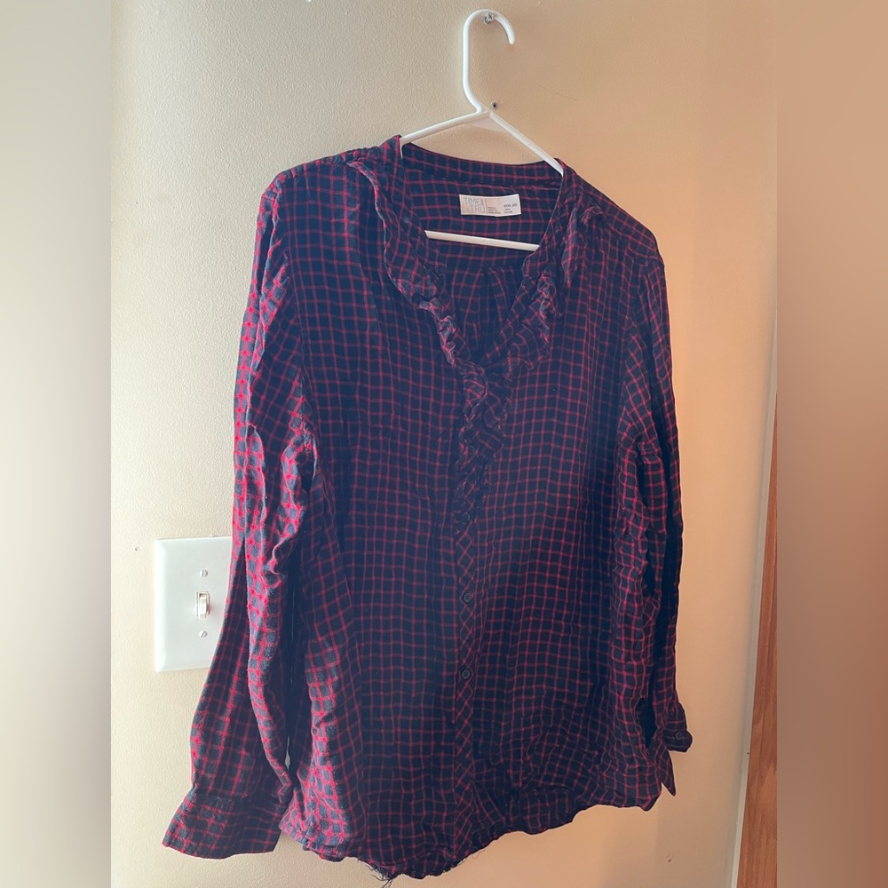 Time and Tru Red and Black Plaid Shirt Size XXXL